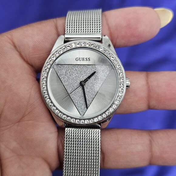 GUESS Silver-Tone Triangle Analog Watch - Picture 3 of 5